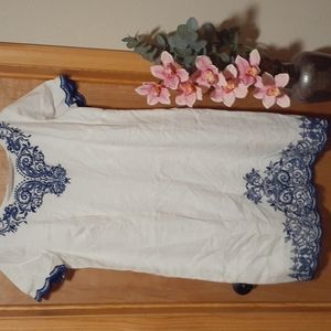 Talbots blue and white dress